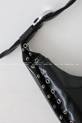 Punching Half Moon Round Shoulder Bag