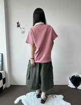 Down Loaf Two-Style Pigment Balloon Cargo Bermuda Shorts 3color