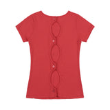 Back Slit Button Tee (Red) F25QB126