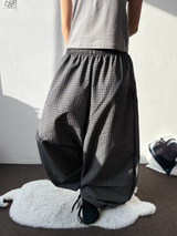 Ribbond Check Elastic Waist Balloon Long Pants 3 Colors