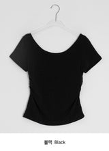 コーセル Uネック サイドシャーリング ショートスリーブTシャツ