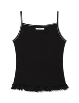 ST フリル コントラスト スリーブレス(BLACK)
