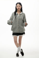 FOG CABLE KNIT CARDIGAN (GREY)