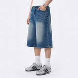ベーシックウォッシュバミューダデニムパンツ (deep blue)
