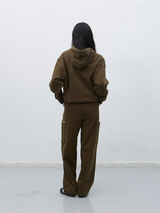 stitch cargo sweat pants - khaki        