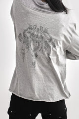タトゥーオーバー長袖Tシャツ