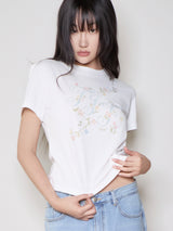 フローラルイニシャルTシャツ