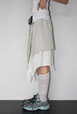 SLANT LAYERED MIDI SKIRT