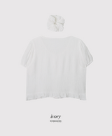 [SHOPPERMADE] ピンタックラインパフ半袖ブラウス (2color)