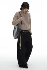ボタン付きウールパンツ