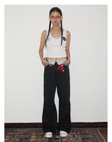 rirri SS24 Cotton-Tencel Relaxed Cargo Pants with All-Over Print in Black