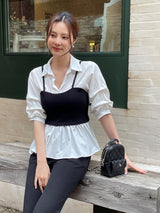 サインビスチェレイヤード7分丈シャーリングシャツ