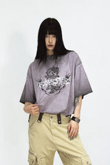 ビンテージドラゴンプリントオーバーサイズTシャツ