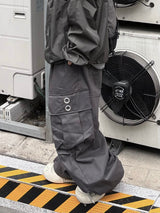 quad eyelet cargo wide pants