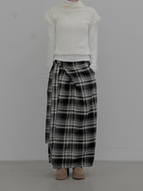 Check Strap Wrap Long Skirt