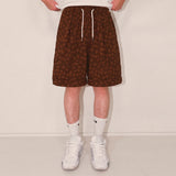 flower turn-up shorts_brown