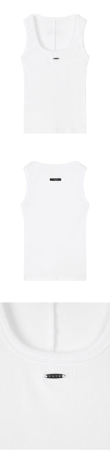 [mnem] Metal Logo Rib Tank (white)