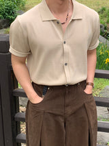 Linen collar half sleeve cardigan