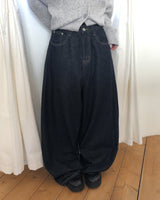Huan Stitch Fleece Wide Denim Pants