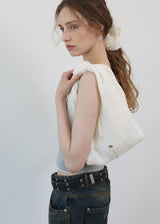 Knot Tweed Mini Tote Bag_Beige