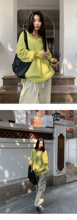 Easy V-neck loose fit V-neck knitwear