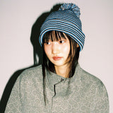  Twister Star Stripe Pom Beanie  - Blue