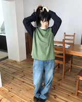 グエンスターバックルワイドレッグデニム