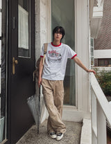 ドレーププリントリンガーハーフスリーブTシャツ
