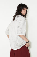 Skeleton lace print rolled hem short sleeve T-shirt