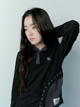 コントゥアアイレットポイントスリムフィットフードTシャツ