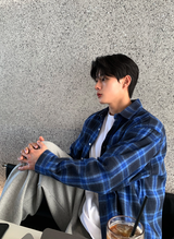 A-ekid overfit check pocket shirt