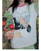 UnsocialNight original design autumn and winter Ollie frog oliwa co-branded illustration printed sweatshirt set for women