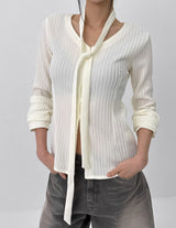 [MADE] Ruet Pleated Tie Blouse