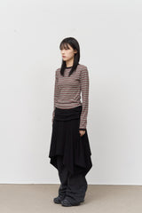 (W) Candy Fleece Striped Top