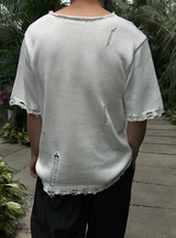 [S/S]バカンスダメージVネックハーフニット(3color)
