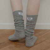 CROCHET LACE KNEE SOCKS (GRAY)