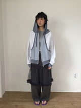Block Cutout Hoodie Zip-Up
