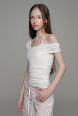 Soft blend layered top, White