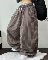 ストライプリネンコットンパンツ🤎🩵2COLOR