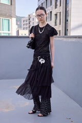 フローラル レースパフトップ(Black)