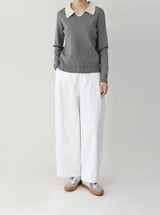 Classic Color Matching Collar Knit