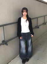Zion Angora V-neck Loose Fit Knit Cardigan