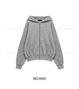 Beck Eyelet Sleeve Waffle Hood Zip-Up