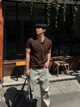 ミールステッチヘンリーネック半袖Tシャツ