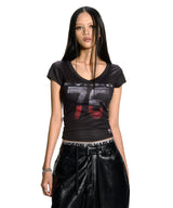 RACING UNIFORM PRINT CAP SLEEVE TOP