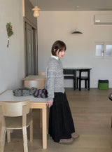 Pivot Flower Corduroy Banding Long Skirt