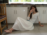 3/4 Rib Henley Neck Button T (White)