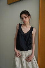 Stripe flare skirt_ivory
