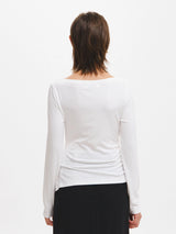 DRAPE SHIRRING LONG SLEEVE T-SHIRT