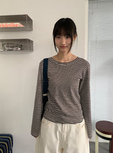 キンバーボーダーラウンド長袖Tシャツ